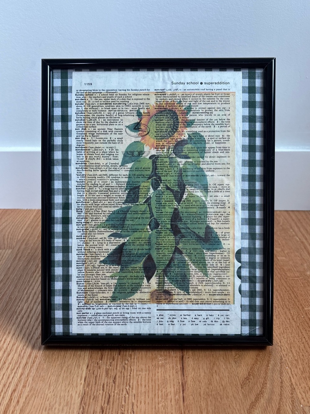 Vintage Framed Sunflower Print Black Frame Art Decor